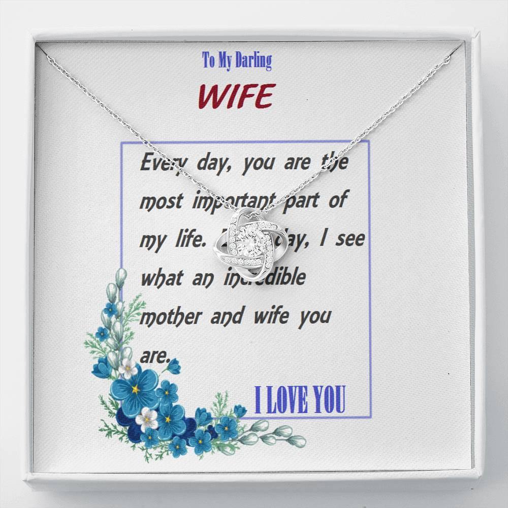 Love Knot Necklace | To Wife Gift | Wife Christmas Jewelry | Love Her Keepsake | Soulmate Necklace | Wife Message Card | Meaningful Cards | Best Wife Ever - Gifts 4 Your Season