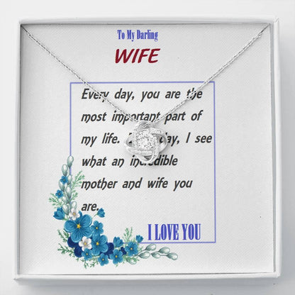 Love Knot Necklace | To Wife Gift | Wife Christmas Jewelry | Love Her Keepsake | Soulmate Necklace | Wife Message Card | Meaningful Cards | Best Wife Ever - Gifts 4 Your Season
