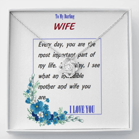 Love Knot Necklace | To Wife Gift | Wife Christmas Jewelry | Love Her Keepsake | Soulmate Necklace | Wife Message Card | Meaningful Cards | Best Wife Ever - Gifts 4 Your Season