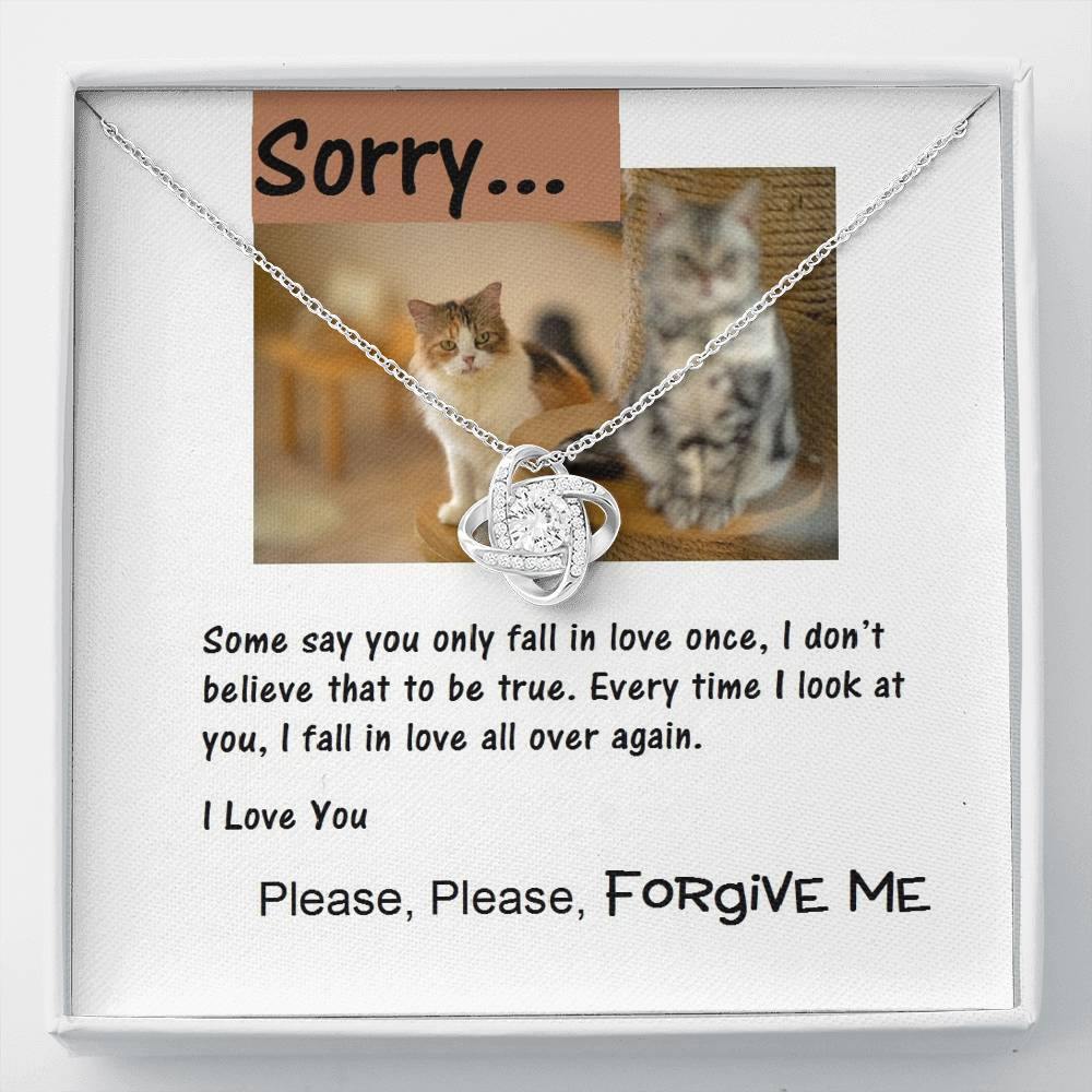 Sorry Love Knot Necklace, Apology Message Card Jewelry for Her, Cat Lover Gift, Christmas Gift, Gift Idea, Gift for Her - Gifts 4 Your Season