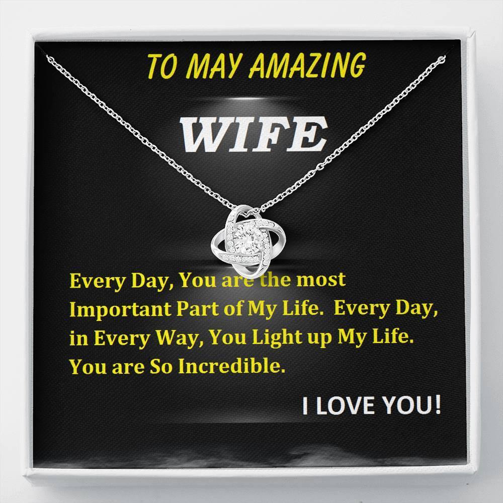 Love Knot Necklace | To Wife Gift | Wife Christmas Jewelry | Love Her Keepsake | Soulmate Necklace | Wife Message Card | Meaningful Cards | Best Wife Ever - Gifts 4 Your Season
