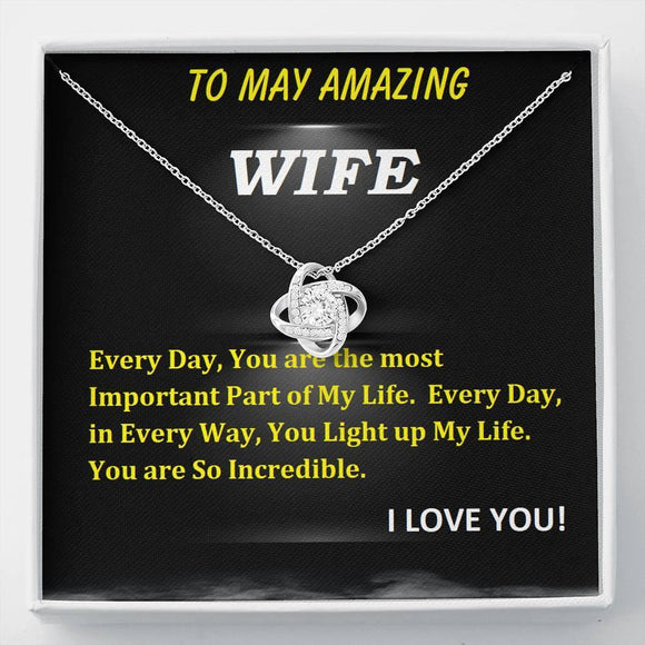 Love Knot Necklace | To Wife Gift | Wife Christmas Jewelry | Love Her Keepsake | Soulmate Necklace | Wife Message Card | Meaningful Cards | Best Wife Ever - Gifts 4 Your Season