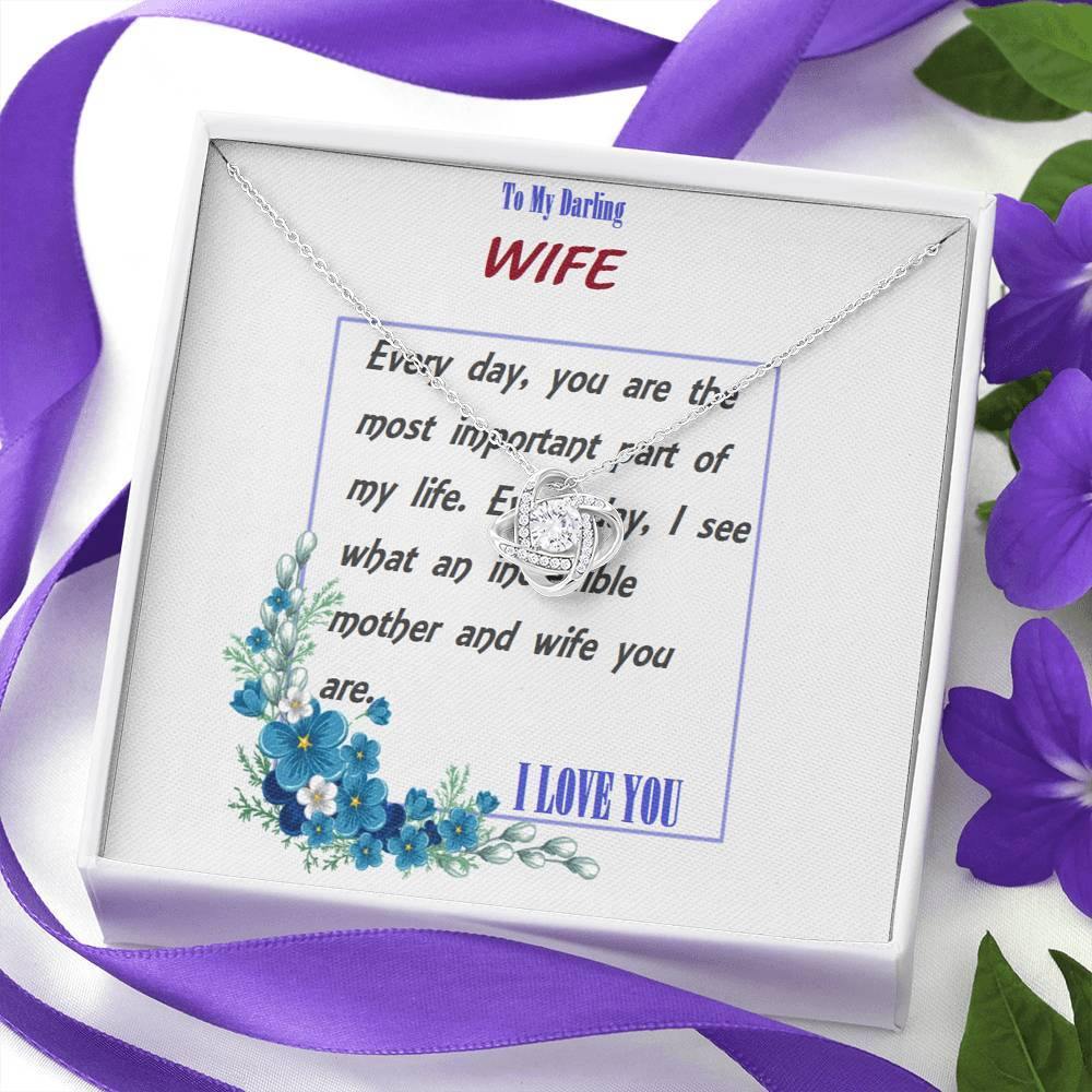 Love Knot Necklace | To Wife Gift | Wife Christmas Jewelry | Love Her Keepsake | Soulmate Necklace | Wife Message Card | Meaningful Cards | Best Wife Ever - Gifts 4 Your Season