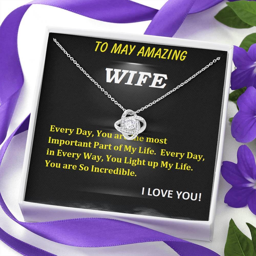 Love Knot Necklace | To Wife Gift | Wife Christmas Jewelry | Love Her Keepsake | Soulmate Necklace | Wife Message Card | Meaningful Cards | Best Wife Ever - Gifts 4 Your Season