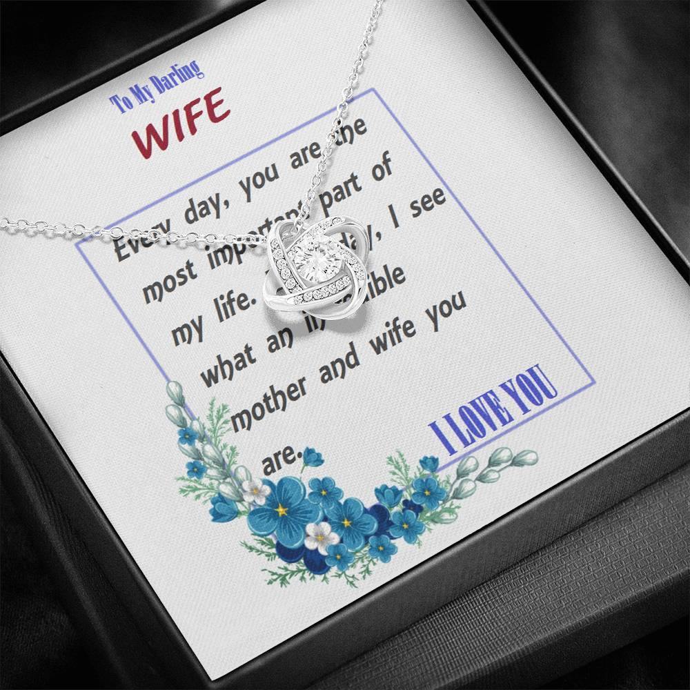 Love Knot Necklace | To Wife Gift | Wife Christmas Jewelry | Love Her Keepsake | Soulmate Necklace | Wife Message Card | Meaningful Cards | Best Wife Ever - Gifts 4 Your Season