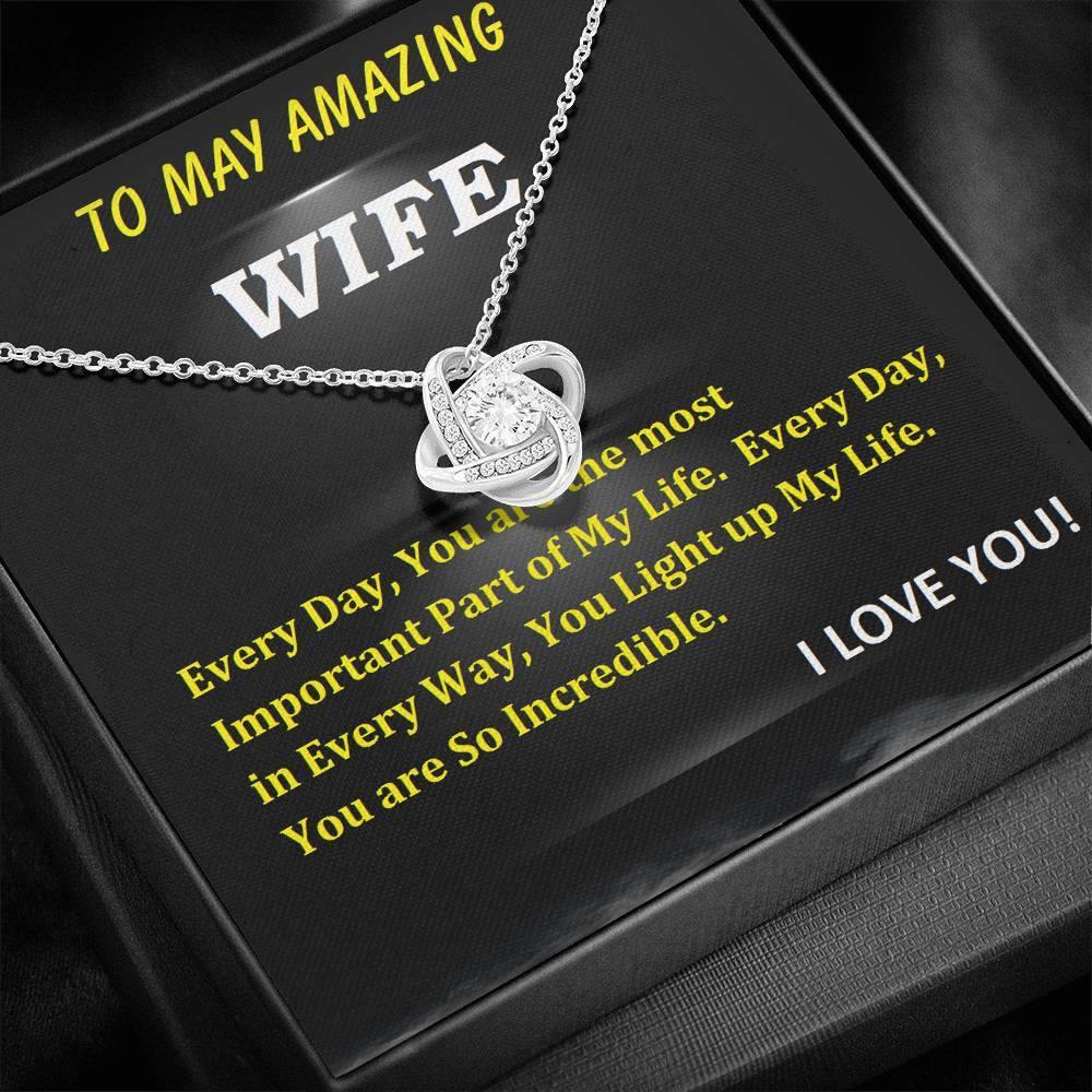 Love Knot Necklace | To Wife Gift | Wife Christmas Jewelry | Love Her Keepsake | Soulmate Necklace | Wife Message Card | Meaningful Cards | Best Wife Ever - Gifts 4 Your Season