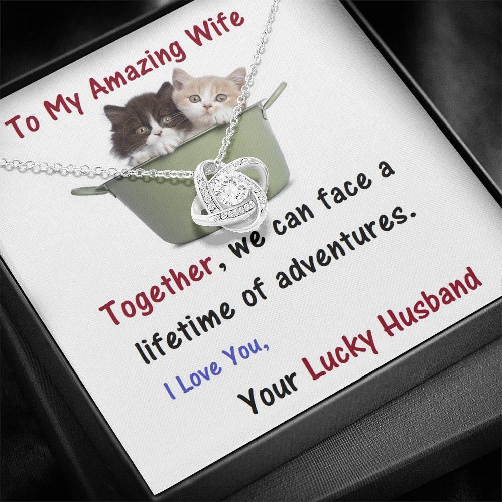 Wife Love Knot Necklace, Wife From Husband - Birthday | Anniversary Gift | Cat Lover Gift | Christmas Gift  | Message Card Jewelry - Gifts 4 Your Season