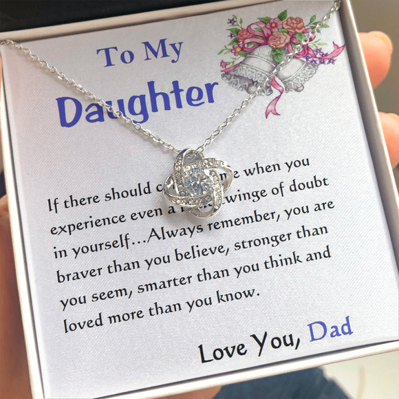 Love Knot Necklace, For Her, Custom Message Card