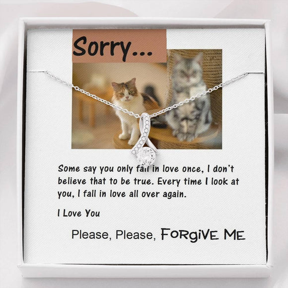 Sorry ALLURING BEAUTY Necklace, Apology Message Card Jewelry for Her, Cat Lover Gift, Christmas Gift, Gift Idea, Gift for Her - Gifts 4 Your Season