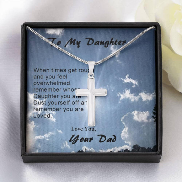Dad's Love Stainless Steel Cross Necklace , Gift from Dad, Dad Daughter Gift, Gift to Daughter - Gifts 4 Your Season