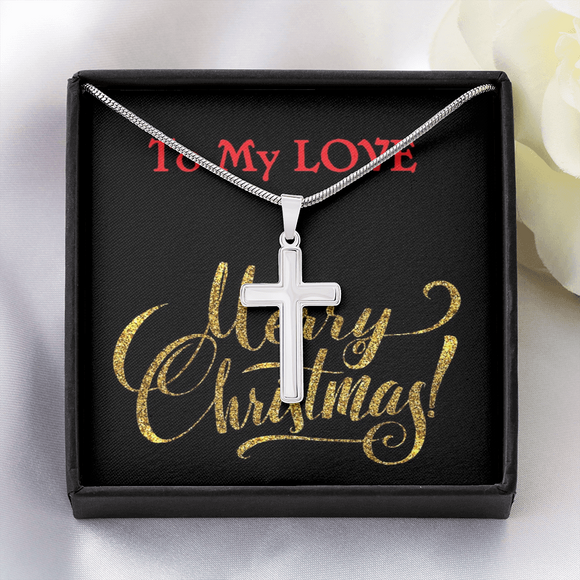 Stainless Steel Cross Necklace, Her, Him, Friend, Christmas, Anniversary, Birthday, Valentine's Day, Mother's Day, Custom Message Card