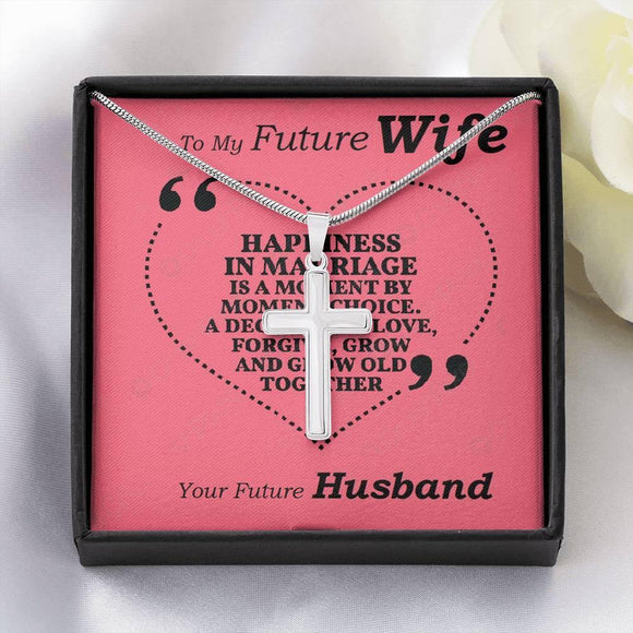 Stainless Steel Cross Necklace | To My Future Wife | Wife Gift | Wife Christmas Jewelry | Love Her Keepsake | Soulmate Necklace | Wife Message Card | Meaningful Cards | Best Wife Ever - Gifts 4 Your Season