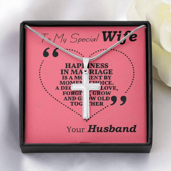 To My Special Wife Gift | Stainless Steel Cross Necklace. | Love Her Keepsake | Soulmate Necklace | Wife Message Card | Meaningful Cards | Best Wife Ever - Gifts 4 Your Season