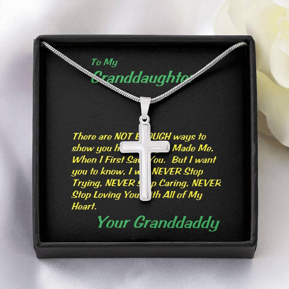 Stainless Steel Cross Necklace, Gift To My Granddaughter, Gift For Christmas, Granddaughter Birthday, Gift From Grandpa/Grandma To Granddaughter, Graduation Gift - Gifts 4 Your Season