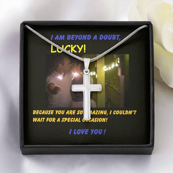Unisex Cross Necklace Message Card, Gift For Her, Gift For Him, Mens Cross Gift, Anniversary Gift For Man, Cross Necklace For Man - Gifts 4 Your Season