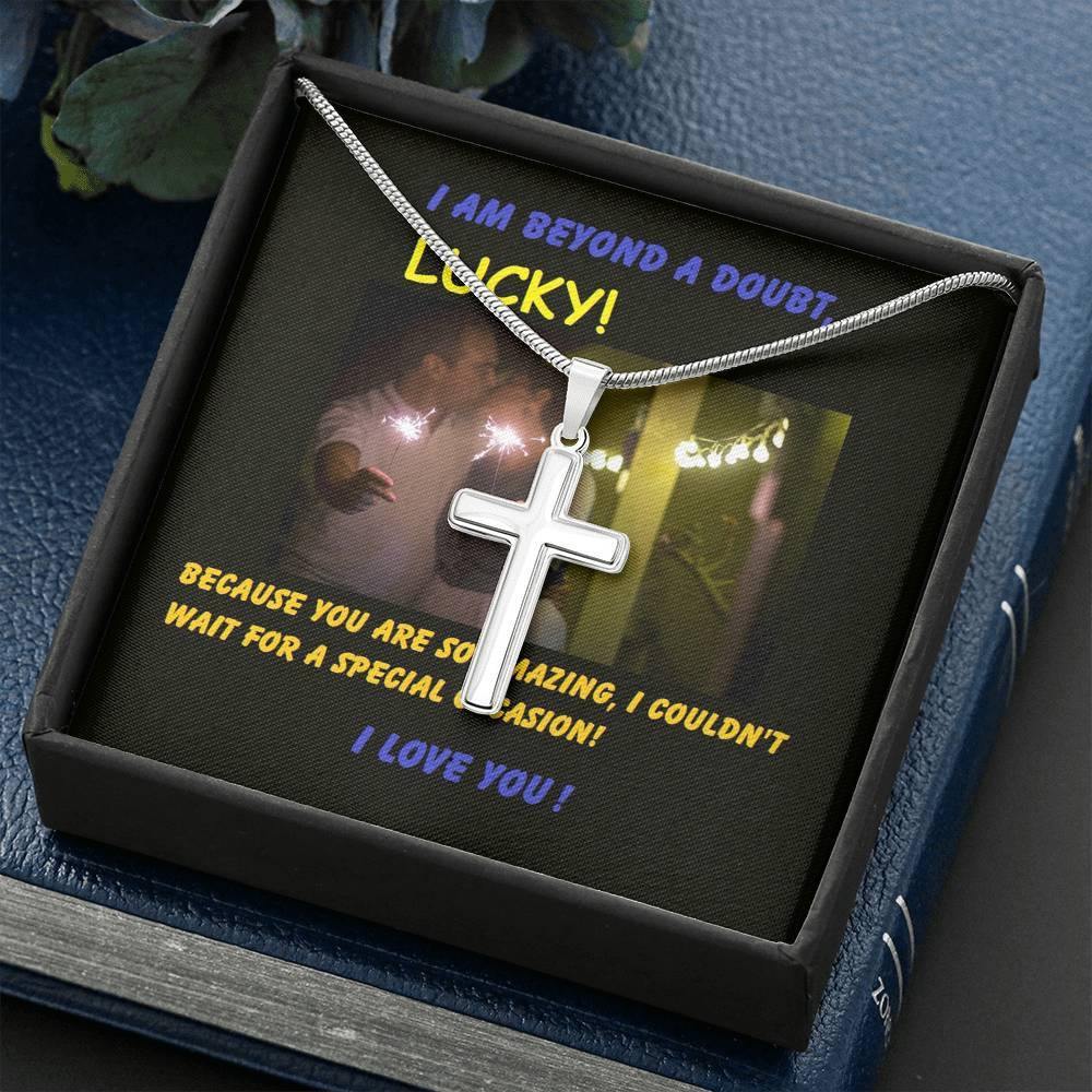 Unisex Cross Necklace Message Card, Gift For Her, Gift For Him, Mens Cross Gift, Anniversary Gift For Man, Cross Necklace For Man - Gifts 4 Your Season