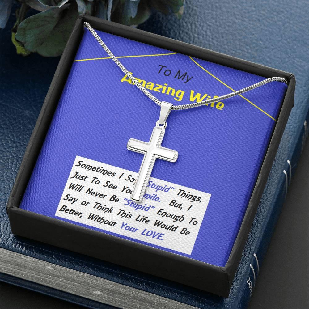 Stainless Steel Cross Necklace, Anniversary Gift For Wife, Birthday Gift For Wife, Gift For Wife, Necklace For Wife, Gift For Wife Birthday - Gifts 4 Your Season