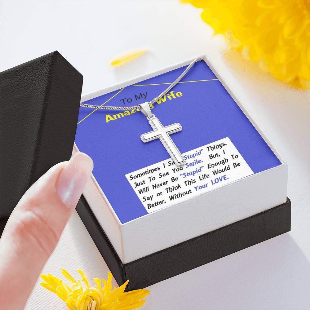 Stainless Steel Cross Necklace, Anniversary Gift For Wife, Birthday Gift For Wife, Gift For Wife, Necklace For Wife, Gift For Wife Birthday - Gifts 4 Your Season