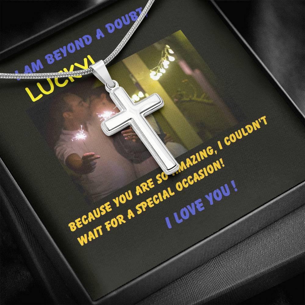 Unisex Cross Necklace Message Card, Gift For Her, Gift For Him, Mens Cross Gift, Anniversary Gift For Man, Cross Necklace For Man - Gifts 4 Your Season