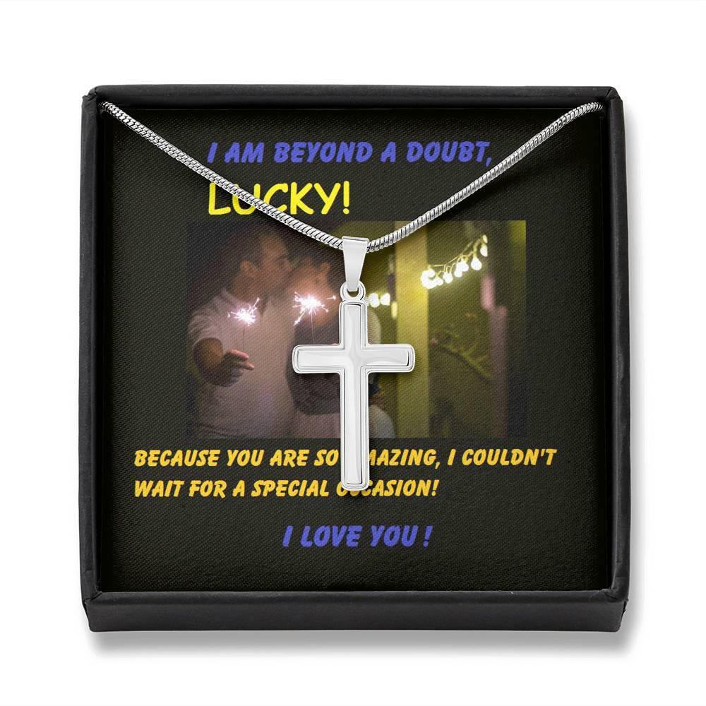 Unisex Cross Necklace Message Card, Gift For Her, Gift For Him, Mens Cross Gift, Anniversary Gift For Man, Cross Necklace For Man - Gifts 4 Your Season