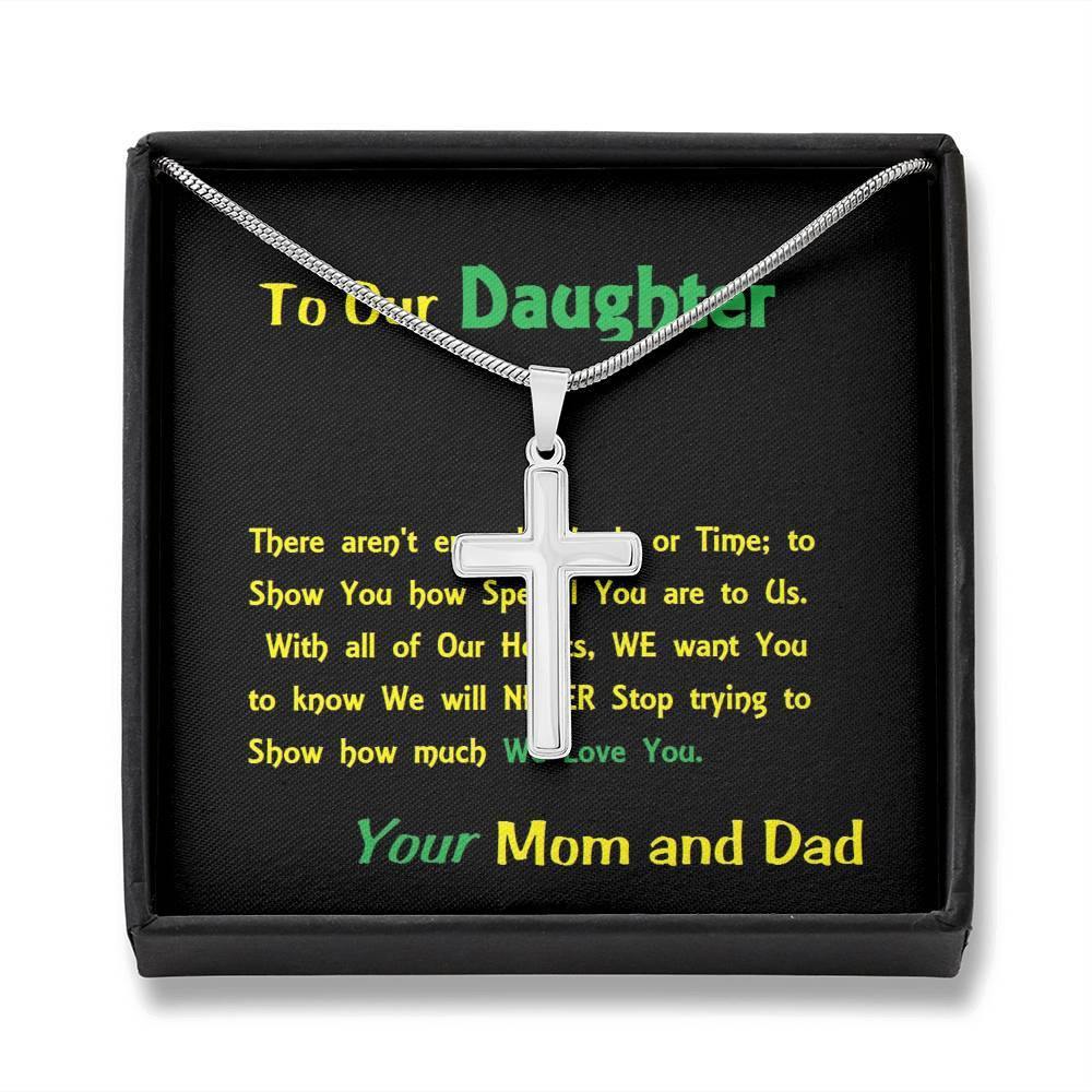 Stainless Steel Cross Necklace, Birthday Gift For Daughter, To Our Daughter Necklace, Present From Mom and Dad - Gifts 4 Your Season