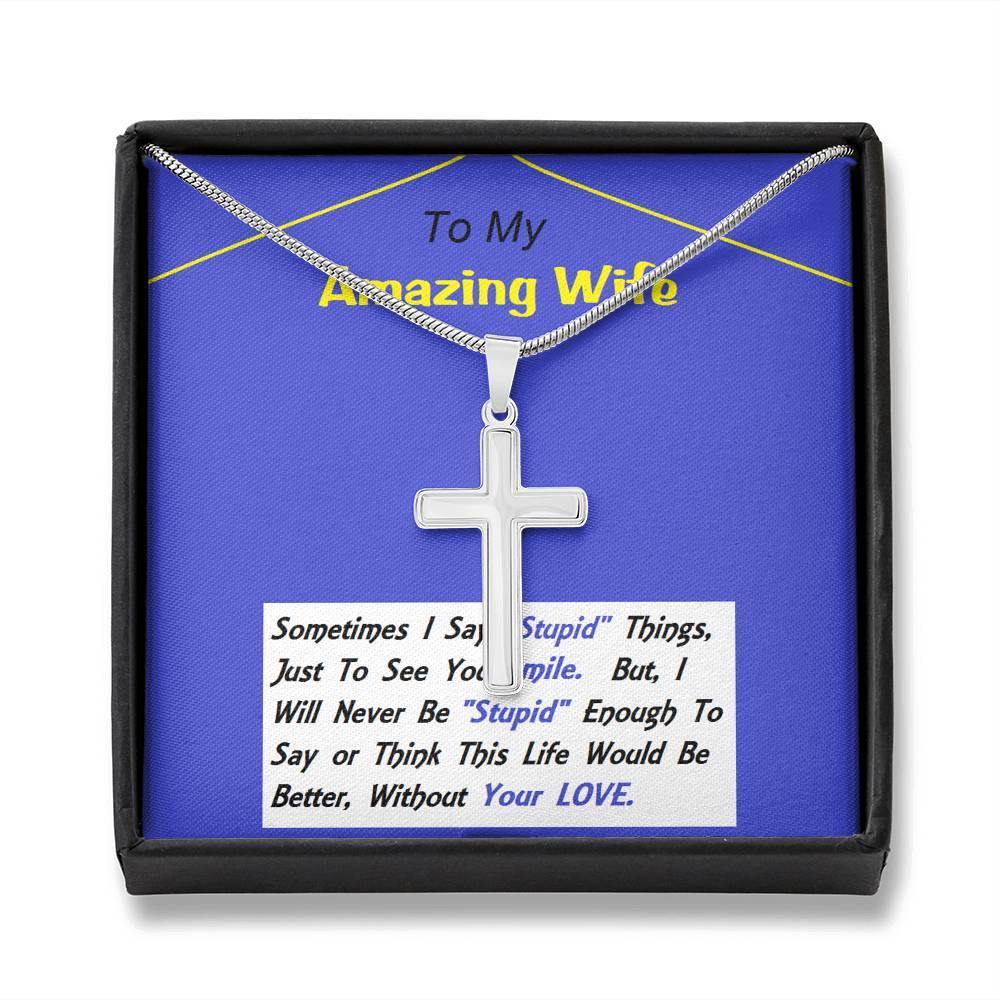 Stainless Steel Cross Necklace, Anniversary Gift For Wife, Birthday Gift For Wife, Gift For Wife, Necklace For Wife, Gift For Wife Birthday - Gifts 4 Your Season