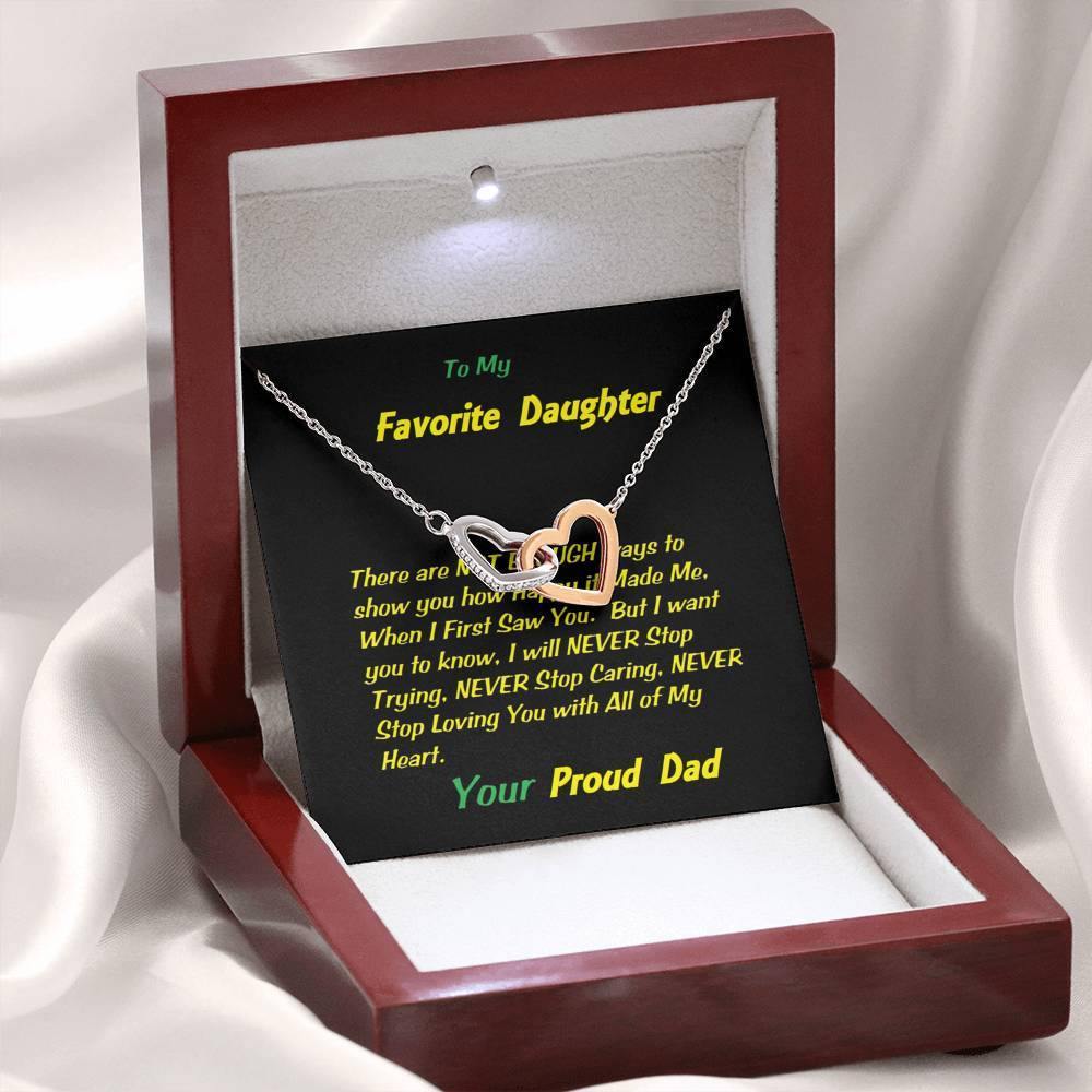Two Interlocked Hearts For My Favorite Daughter, Gift For Daughter, Shineon Jewelry, Christmas Gift, Birthday Gift, Message Card Jewelry - Gifts 4 Your Season