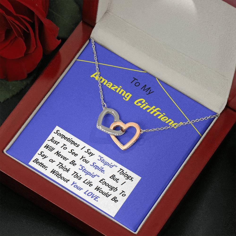 Two Embellished Hearts, To My Girlfriend, Necklace For Girlfriend, Girlfriend Jewelry, Girlfriend Gift, Anniversary Gift - Gifts 4 Your Season