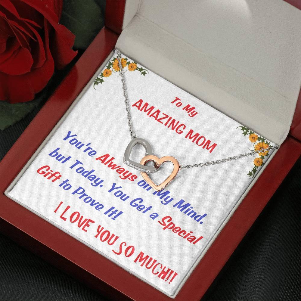 Two Embellished Hearts  Necklace | To  My Mom Gift | Mom Christmas Jewelry | Love Her Keepsake | Mom Necklace | Mom Message Card | Meaningful Cards | Best Mom Ever - Gifts 4 Your Season