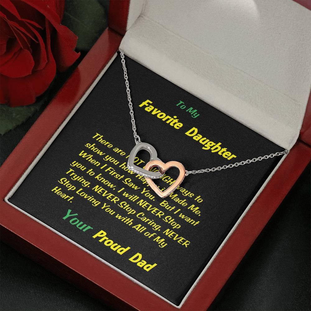 Two Interlocked Hearts For My Favorite Daughter, Gift For Daughter, Shineon Jewelry, Christmas Gift, Birthday Gift, Message Card Jewelry - Gifts 4 Your Season