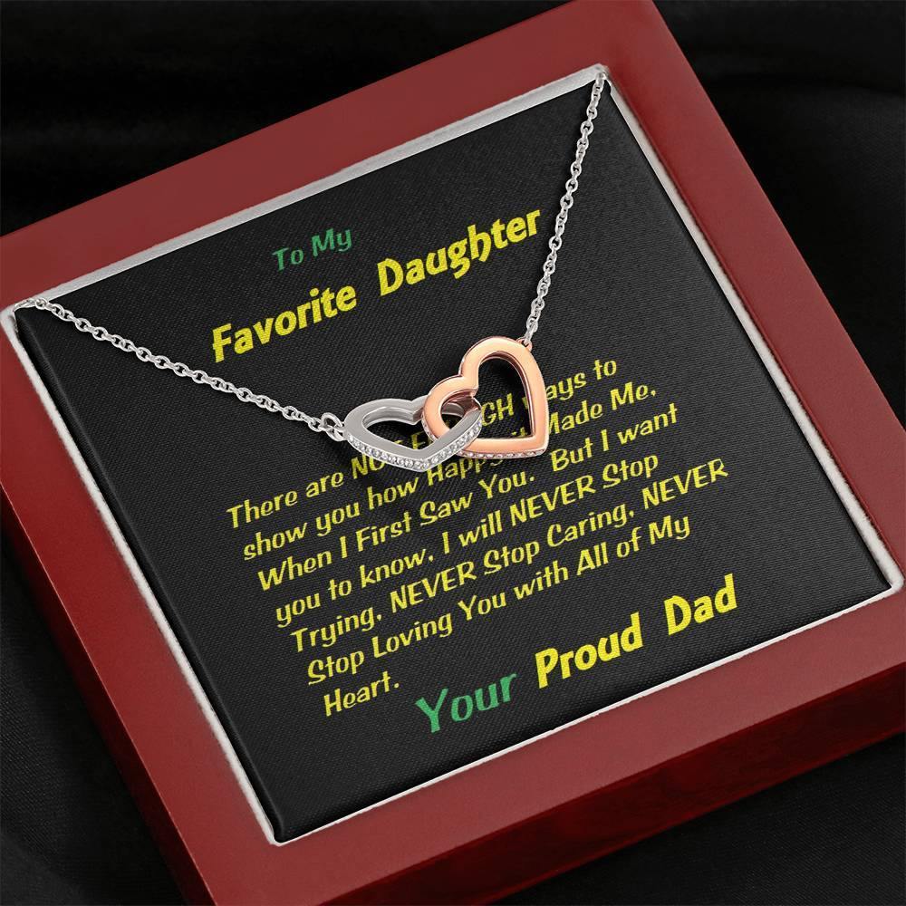 Two Interlocked Hearts For My Favorite Daughter, Gift For Daughter, Shineon Jewelry, Christmas Gift, Birthday Gift, Message Card Jewelry - Gifts 4 Your Season
