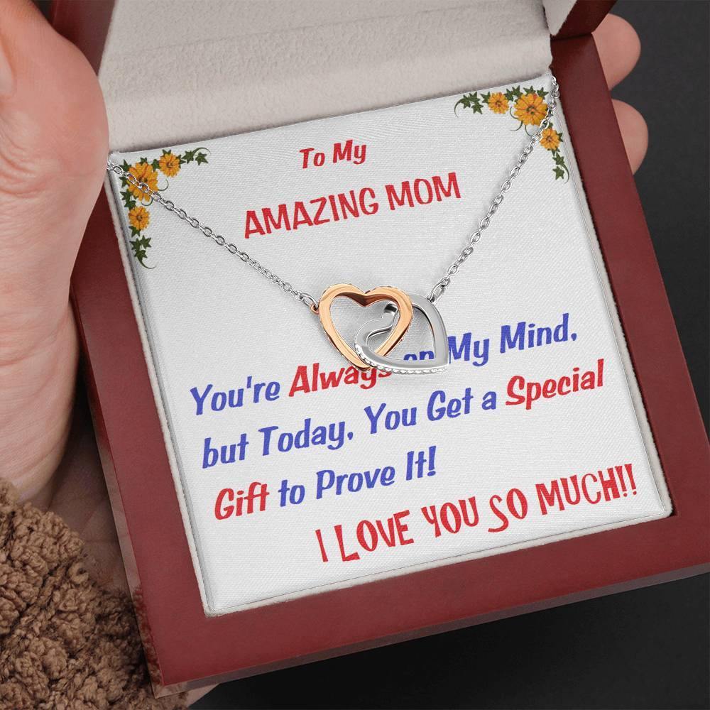 Two Embellished Hearts  Necklace | To  My Mom Gift | Mom Christmas Jewelry | Love Her Keepsake | Mom Necklace | Mom Message Card | Meaningful Cards | Best Mom Ever - Gifts 4 Your Season