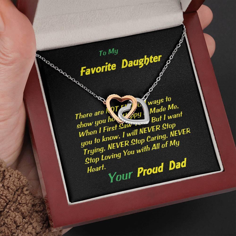 Two Interlocked Hearts For My Favorite Daughter, Gift For Daughter, Shineon Jewelry, Christmas Gift, Birthday Gift, Message Card Jewelry - Gifts 4 Your Season