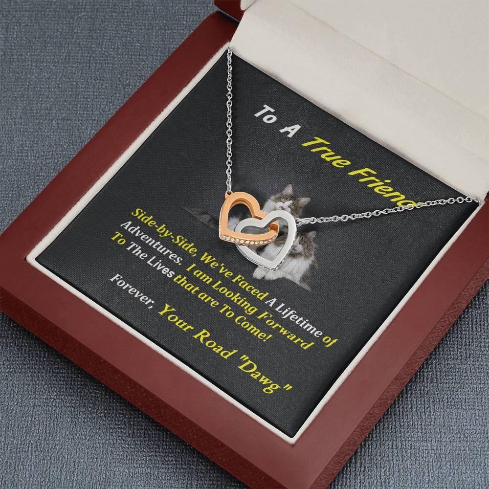 Two Interlocked Hearts  | To My True Friend Gift | Cat Lover Gift | Friend Christmas Jewelry | Love Keepsake | Friend Necklace | Friend Message Card | Meaningful Cards | Best Friend Ever - Gifts 4 Your Season