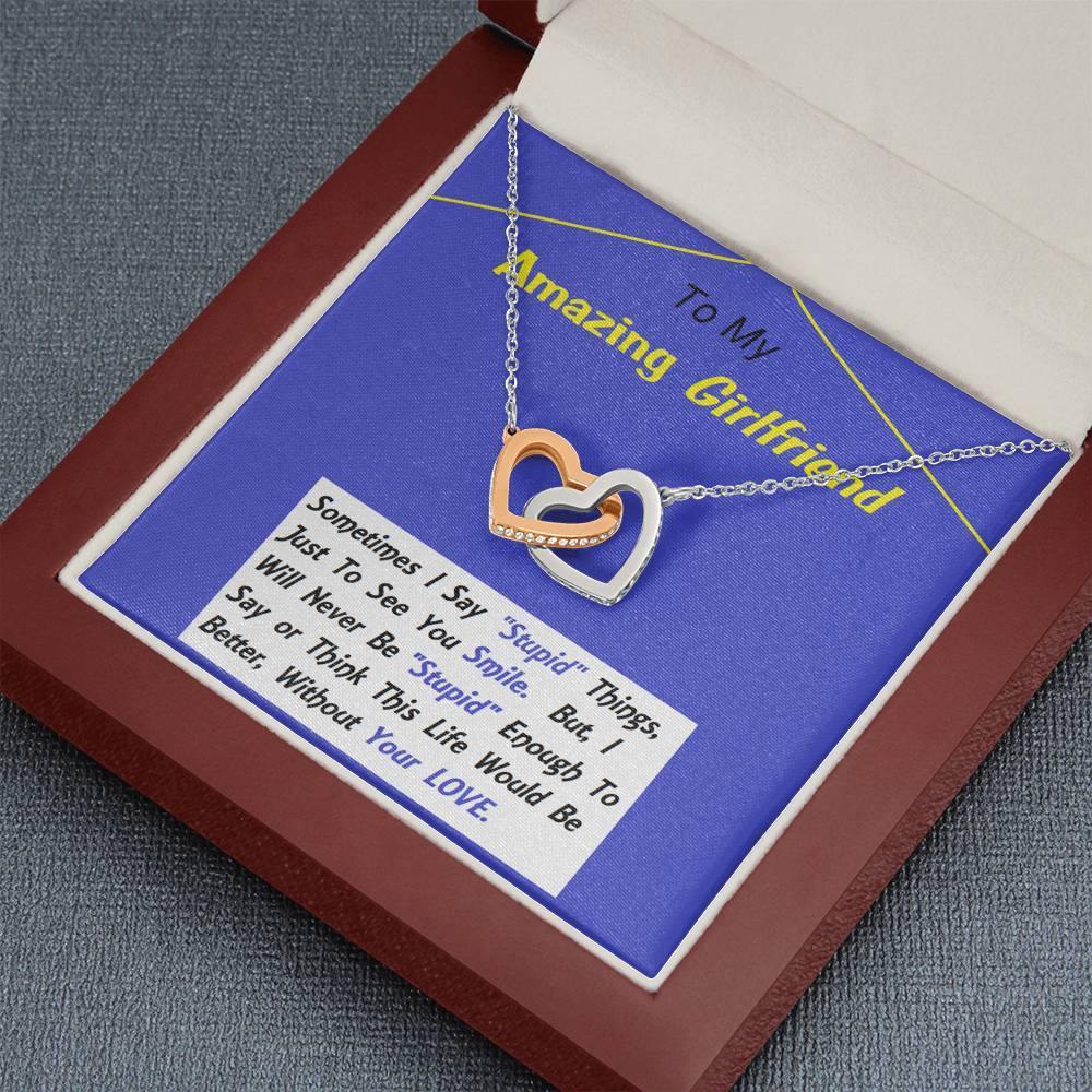 Two Embellished Hearts, To My Girlfriend, Necklace For Girlfriend, Girlfriend Jewelry, Girlfriend Gift, Anniversary Gift - Gifts 4 Your Season