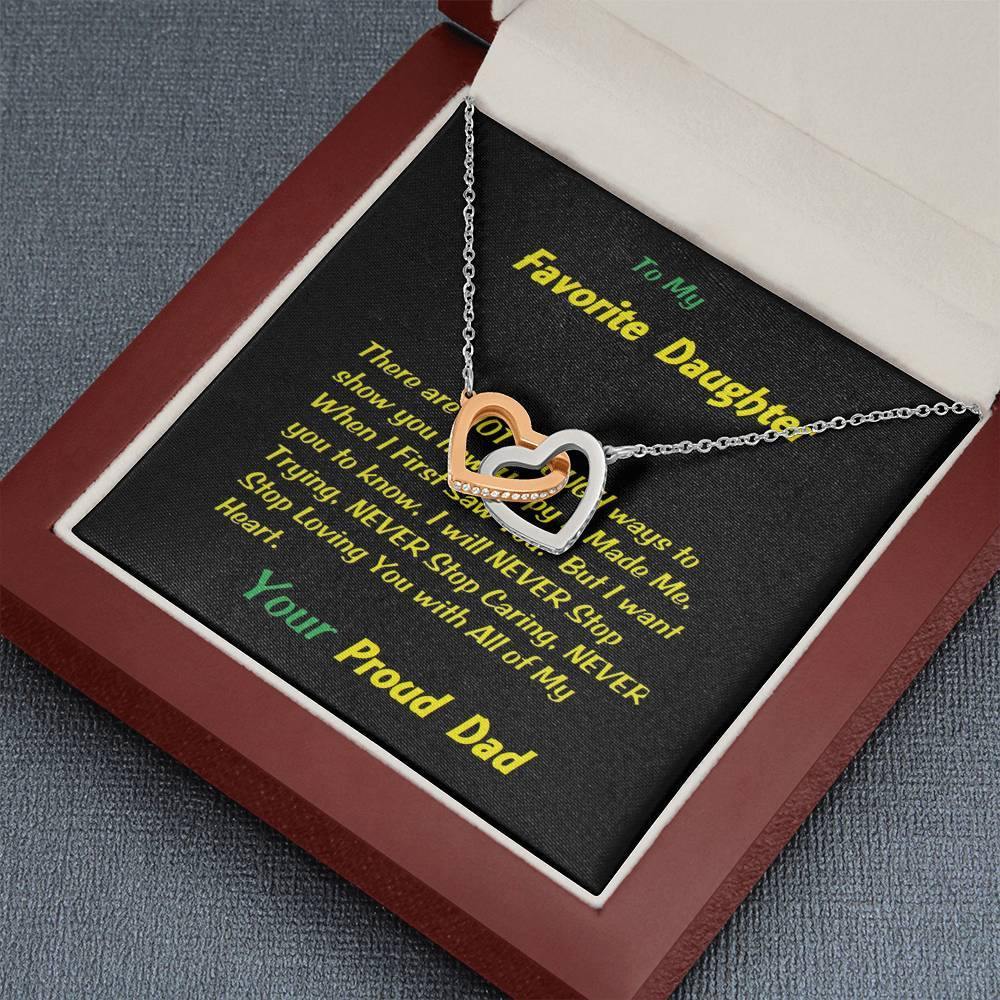 Two Interlocked Hearts For My Favorite Daughter, Gift For Daughter, Shineon Jewelry, Christmas Gift, Birthday Gift, Message Card Jewelry - Gifts 4 Your Season