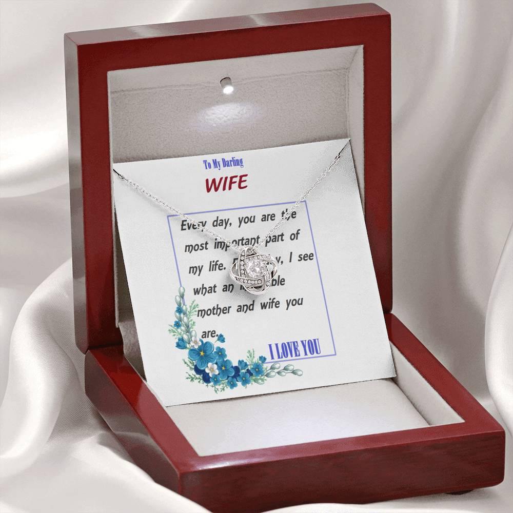 Love Knot Necklace | To Wife Gift | Wife Christmas Jewelry | Love Her Keepsake | Soulmate Necklace | Wife Message Card | Meaningful Cards | Best Wife Ever - Gifts 4 Your Season