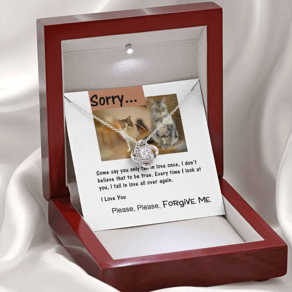 Sorry Love Knot Necklace, Apology Message Card Jewelry for Her, Cat Lover Gift, Christmas Gift, Gift Idea, Gift for Her - Gifts 4 Your Season