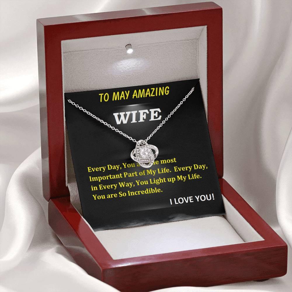 Love Knot Necklace | To Wife Gift | Wife Christmas Jewelry | Love Her Keepsake | Soulmate Necklace | Wife Message Card | Meaningful Cards | Best Wife Ever - Gifts 4 Your Season
