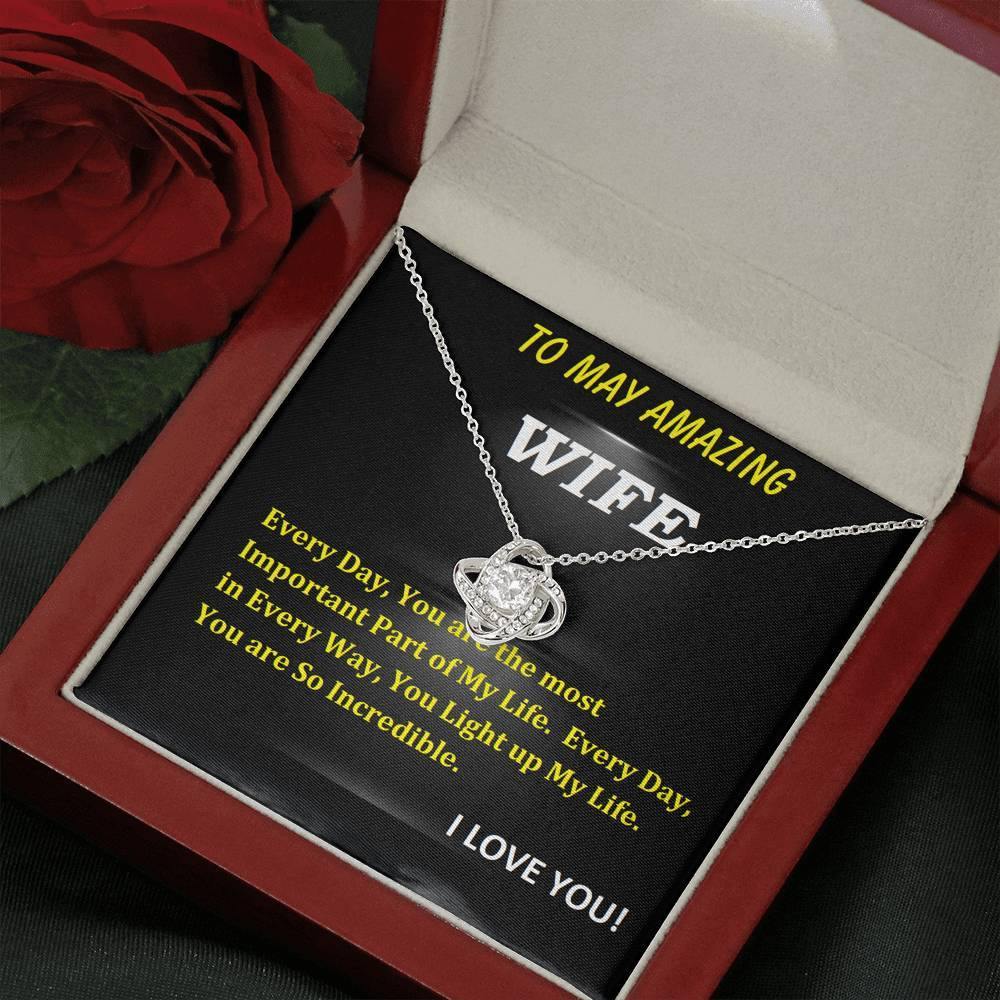 Love Knot Necklace | To Wife Gift | Wife Christmas Jewelry | Love Her Keepsake | Soulmate Necklace | Wife Message Card | Meaningful Cards | Best Wife Ever - Gifts 4 Your Season