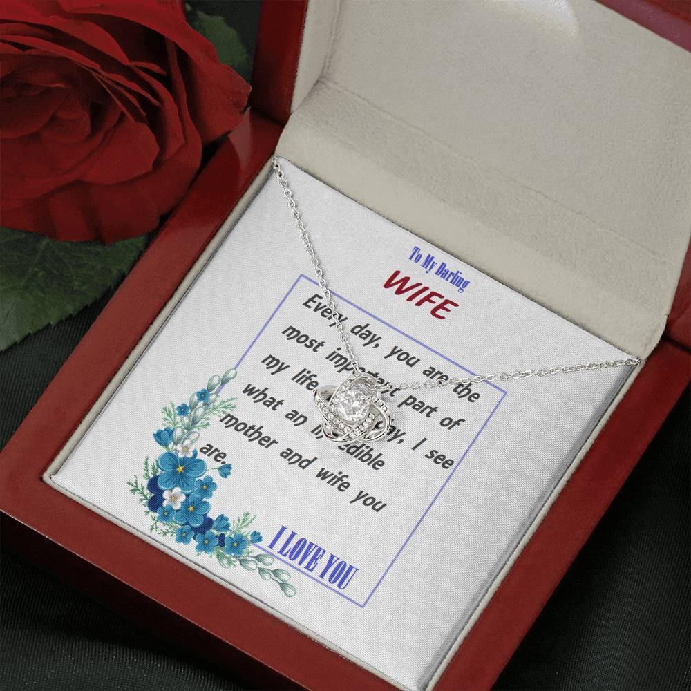 Love Knot Necklace | To Wife Gift | Wife Christmas Jewelry | Love Her Keepsake | Soulmate Necklace | Wife Message Card | Meaningful Cards | Best Wife Ever - Gifts 4 Your Season
