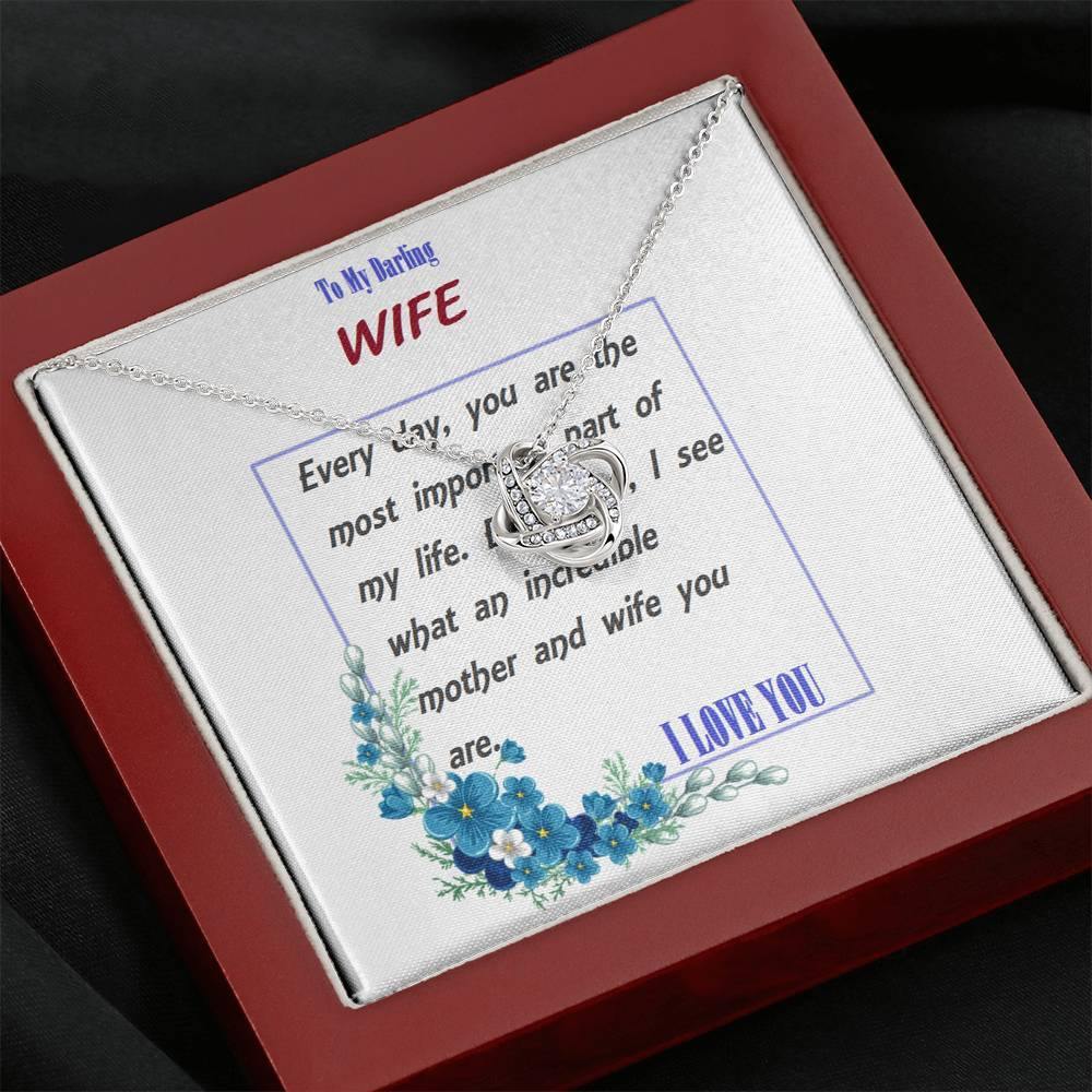 Love Knot Necklace | To Wife Gift | Wife Christmas Jewelry | Love Her Keepsake | Soulmate Necklace | Wife Message Card | Meaningful Cards | Best Wife Ever - Gifts 4 Your Season
