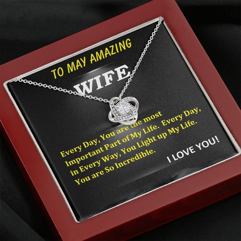 Love Knot Necklace | To Wife Gift | Wife Christmas Jewelry | Love Her Keepsake | Soulmate Necklace | Wife Message Card | Meaningful Cards | Best Wife Ever - Gifts 4 Your Season