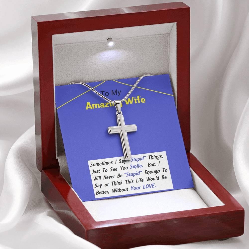 Stainless Steel Cross Necklace, Anniversary Gift For Wife, Birthday Gift For Wife, Gift For Wife, Necklace For Wife, Gift For Wife Birthday - Gifts 4 Your Season
