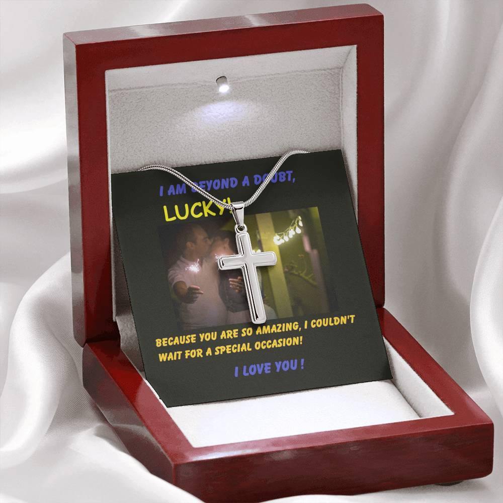 Unisex Cross Necklace Message Card, Gift For Her, Gift For Him, Mens Cross Gift, Anniversary Gift For Man, Cross Necklace For Man - Gifts 4 Your Season