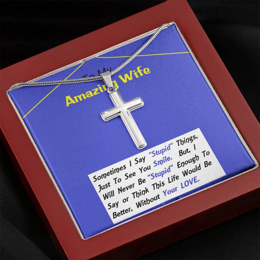 Stainless Steel Cross Necklace, Anniversary Gift For Wife, Birthday Gift For Wife, Gift For Wife, Necklace For Wife, Gift For Wife Birthday - Gifts 4 Your Season
